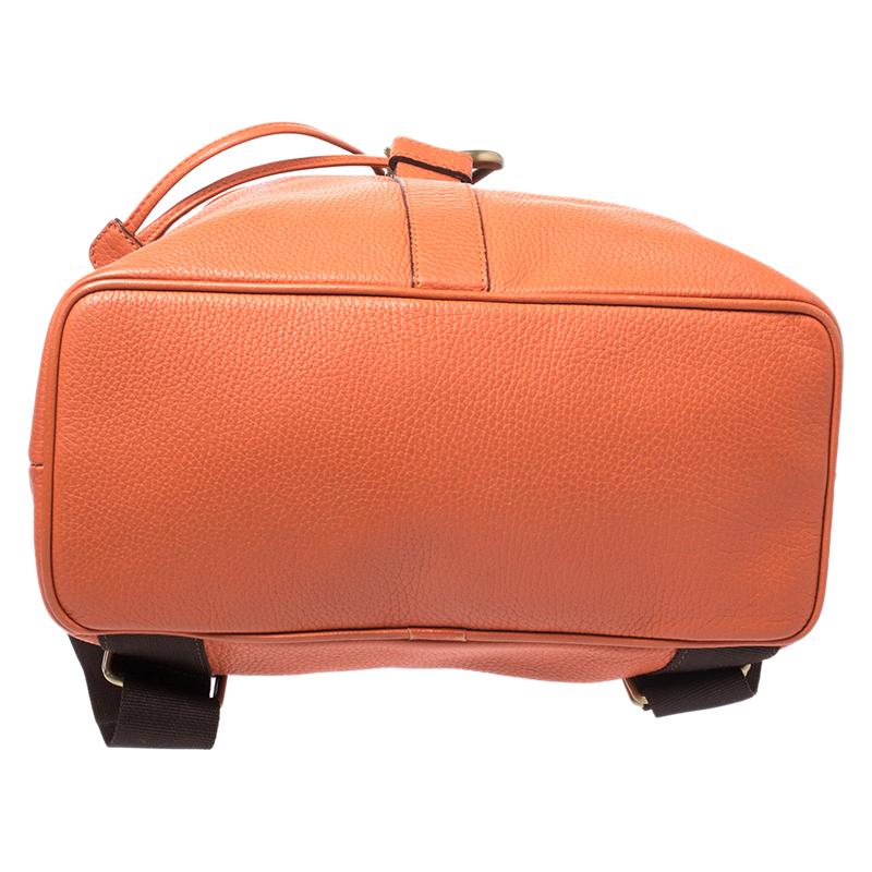 Women's Burberry Orange Leather Hook Flap Backpack