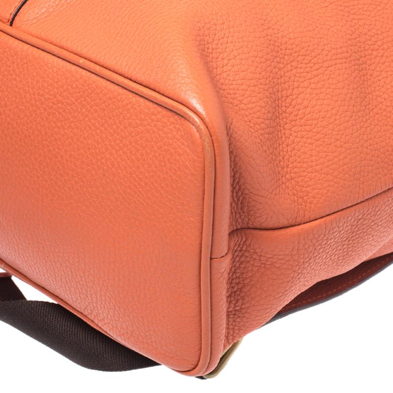 Burberry Orange Leather Hook Flap Backpack 2