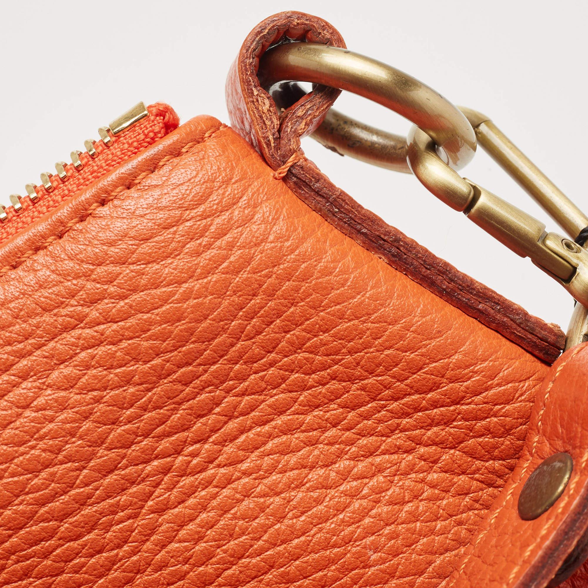 Burberry Orange Leather Shoulder Bag 8