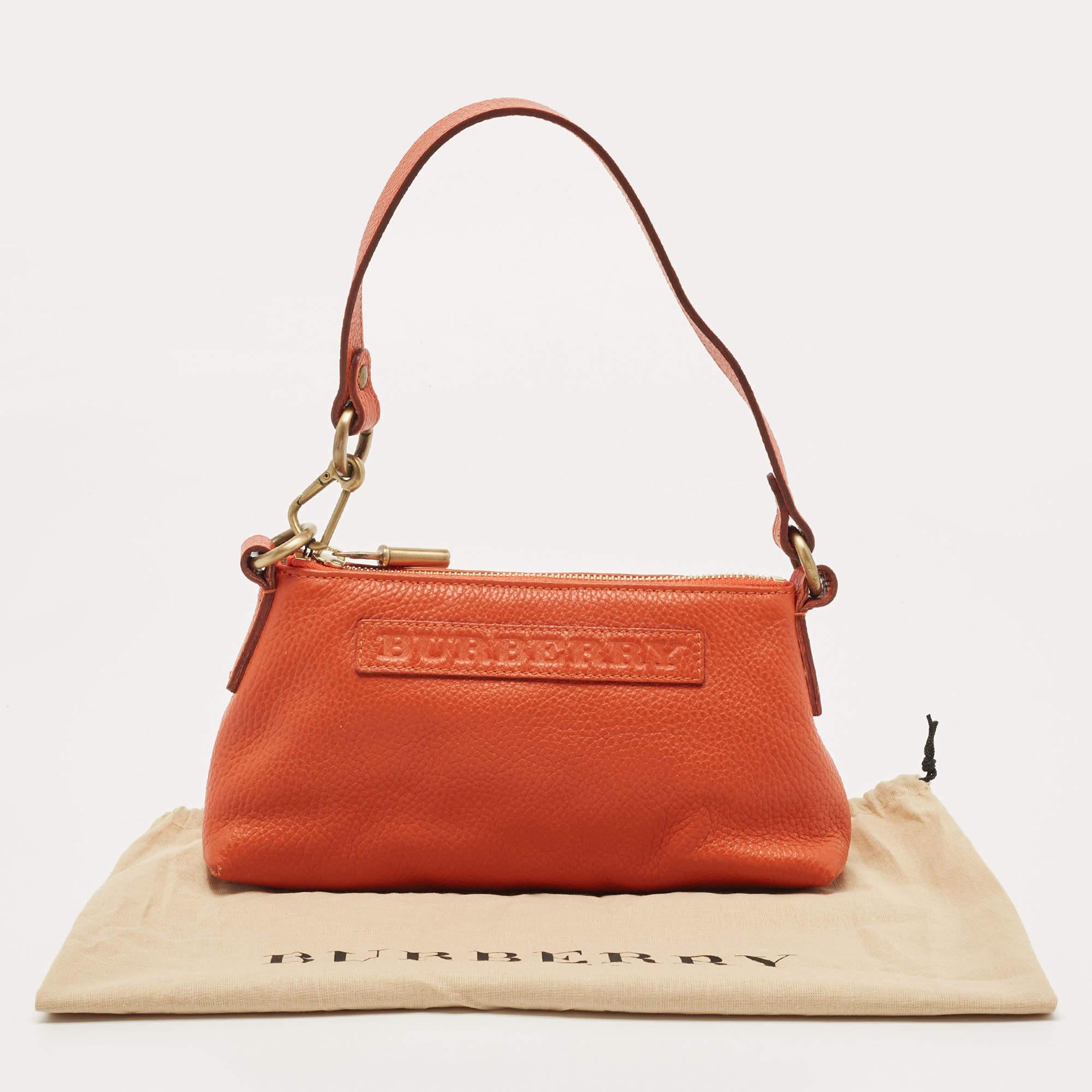 Burberry Orange Leather Shoulder Bag 11