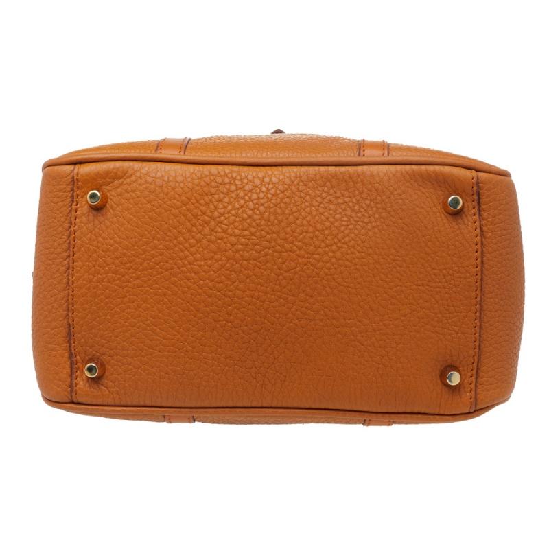 Women's Burberry Orange Leather Small Bow Detail Satchel