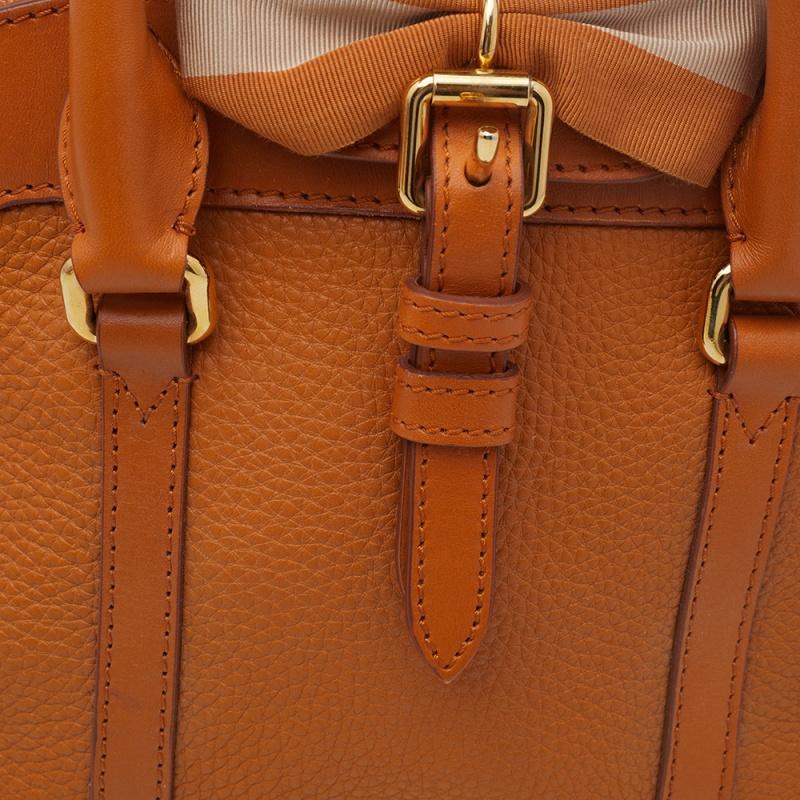 Burberry Orange Leather Small Bow Detail Satchel 3