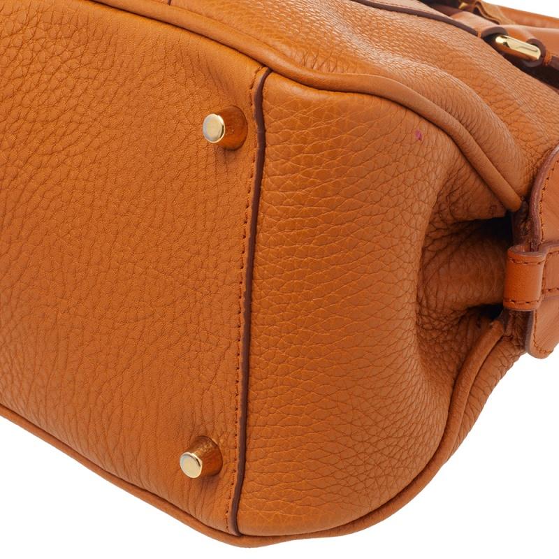 Burberry Orange Leather Small Bow Detail Satchel 4