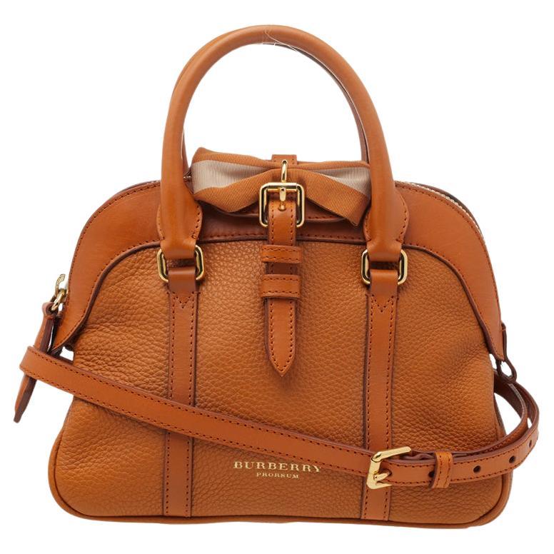 Burberry Orange Leather Small Bow Detail Satchel