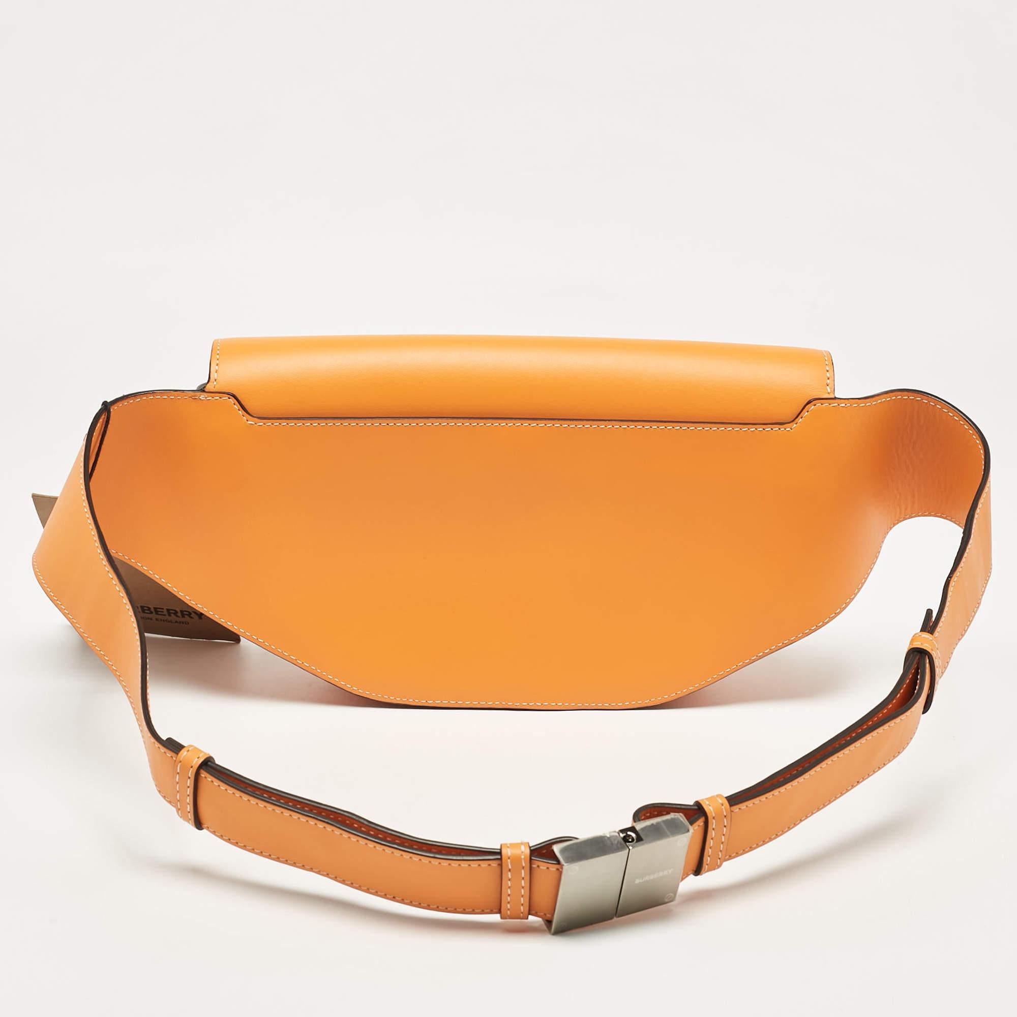 Women's Burberry Orange Leather Small Olympia Bumbag For Sale