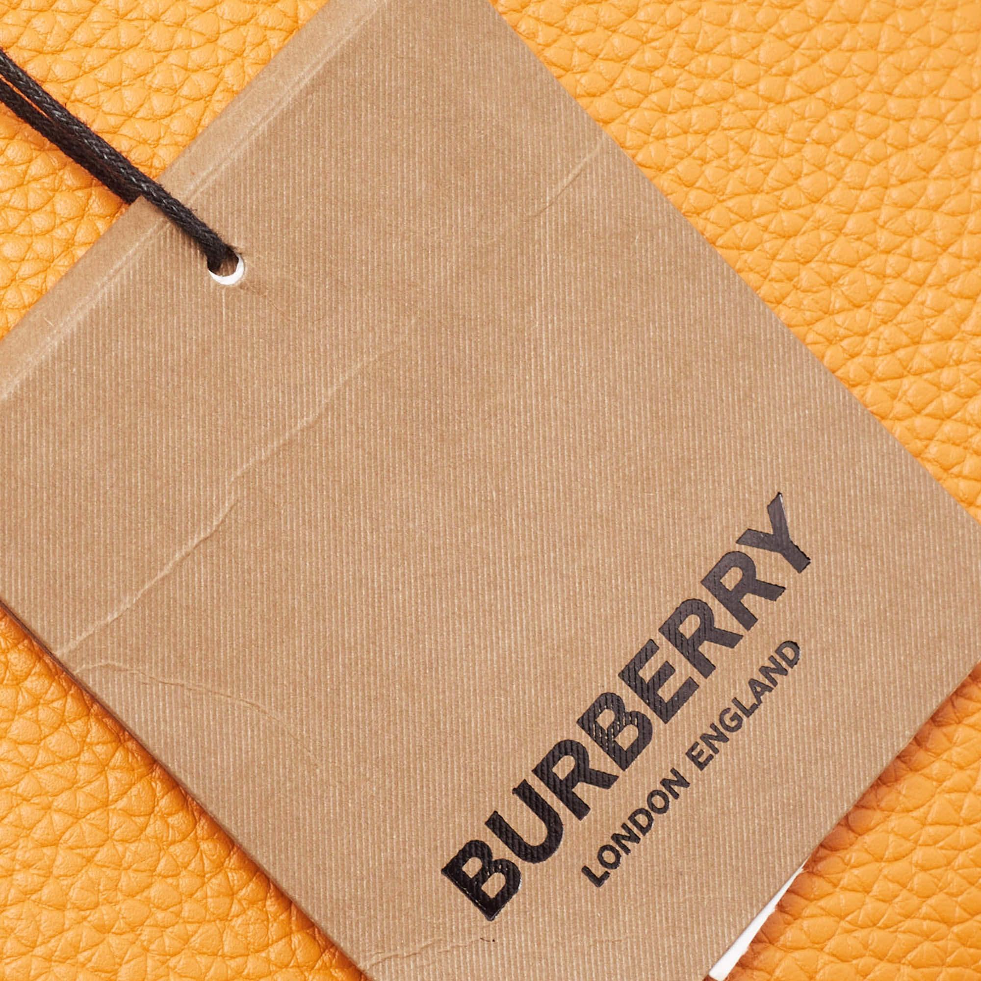 Burberry Orange Leather TB Logo Phone Crossbody Bag 6