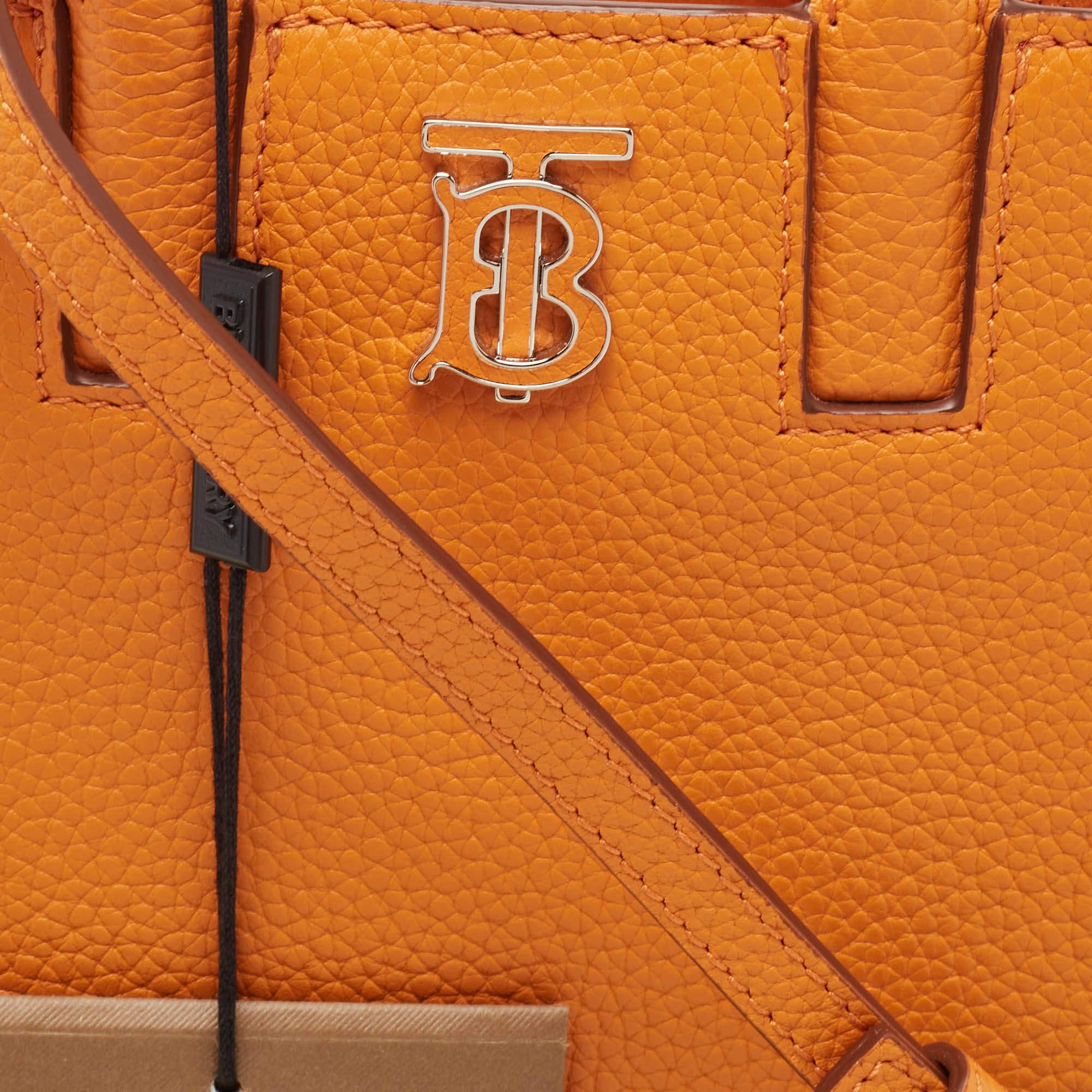 Burberry Orange Leather TB Logo Phone Crossbody Bag 1