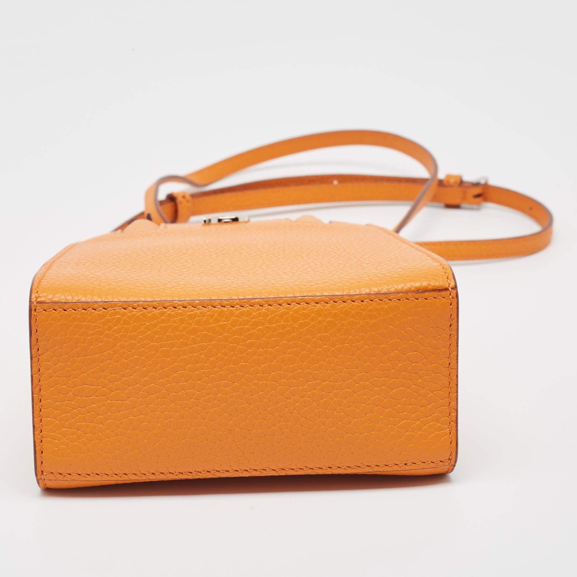 Burberry Orange Leather TB Logo Phone Crossbody Bag 2