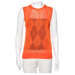 Burberry Orange Perforated Knit Tank Top M