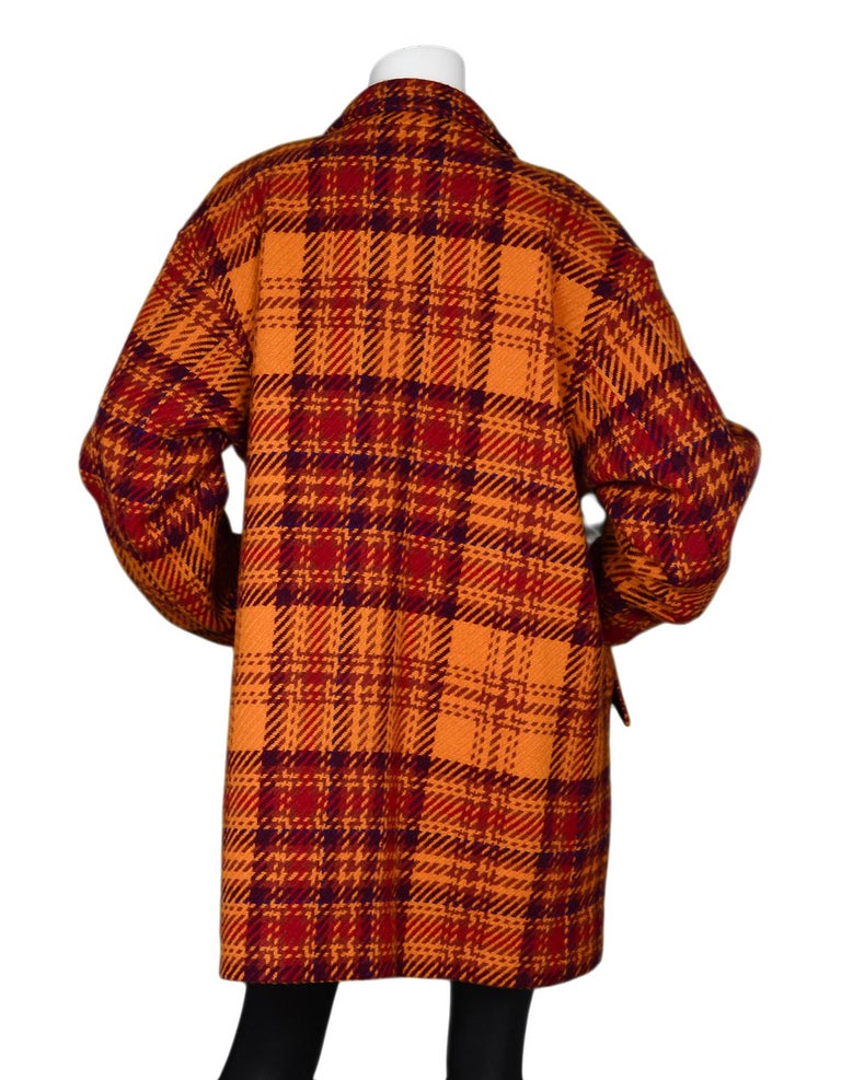 Burberry Orange/Red Wool Tartan Plaid Coat Sz XL For Sale at 1stDibs |  orange plaid coat, burberry tartan coat, burberry wool plaid coat