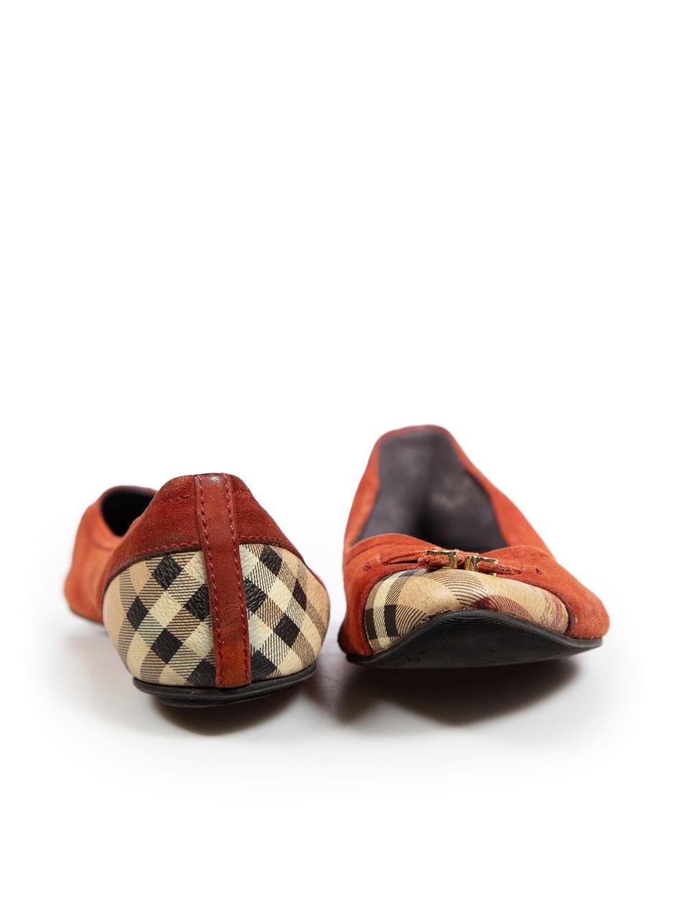 Rouge Burberry Chaussures à carreaux Nova en daim orange taille IT 38 en vente