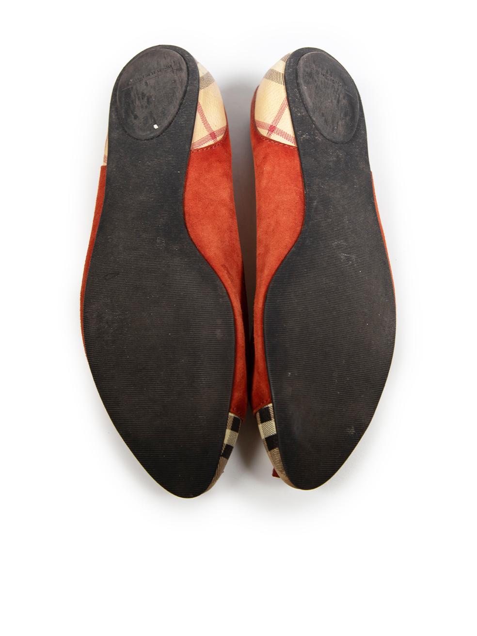 Burberry Chaussures à carreaux Nova en daim orange taille IT 38 Bon état - En vente à London, GB