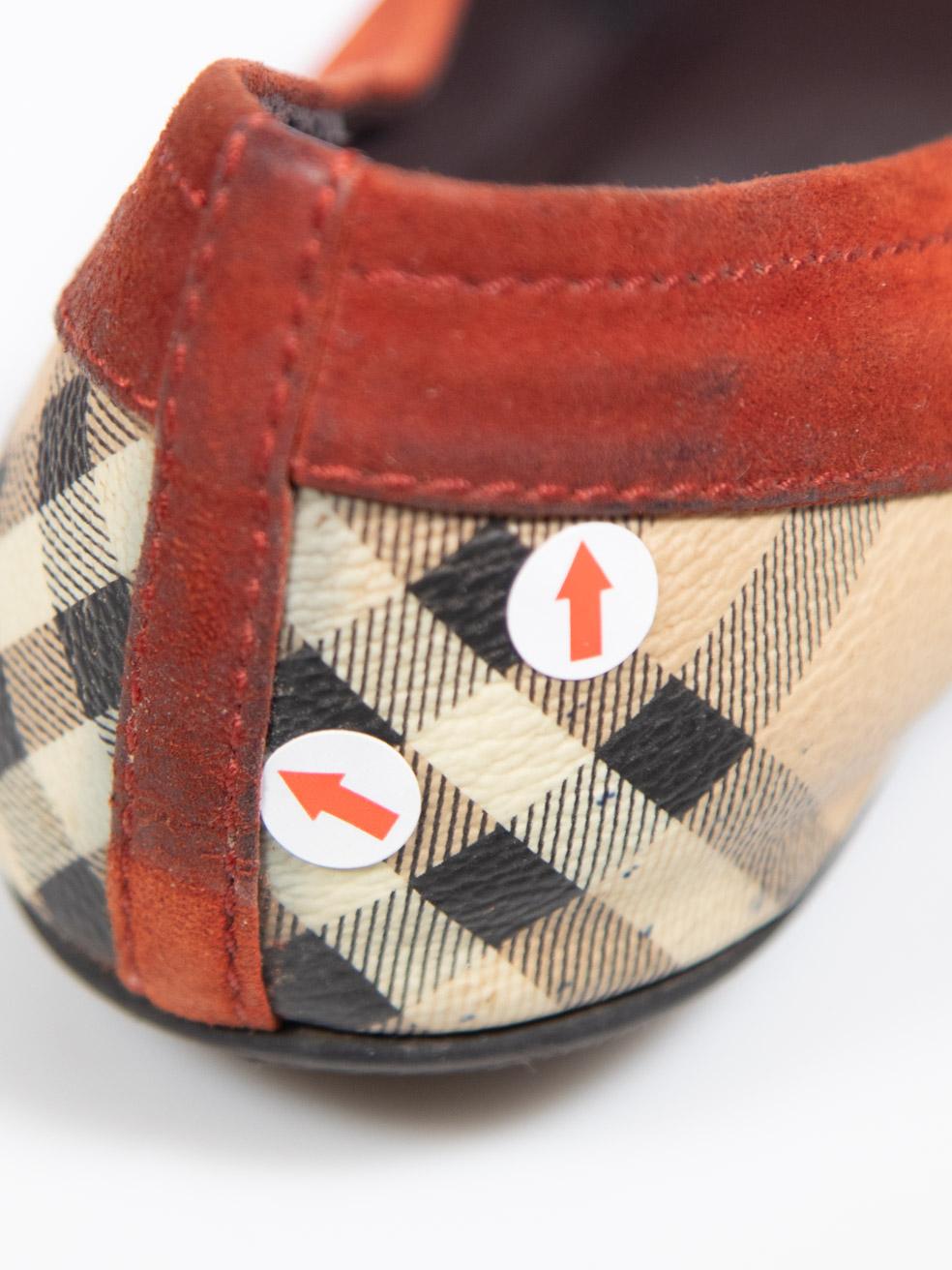 Burberry Chaussures à carreaux Nova en daim orange taille IT 38 en vente 2