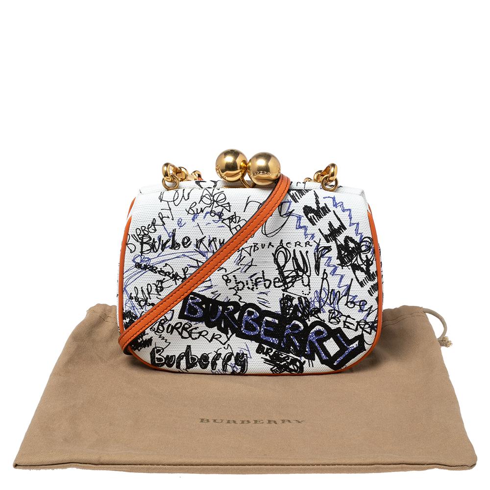 Burberry Orange/White Doddle Print Canvas and Leather Frame Clutch Bag at  1stDibs