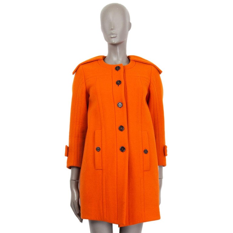 BURBERRY orange wool 3/4 Sleeve Coat Jacket 36 XXS For Sale at 1stDibs ...