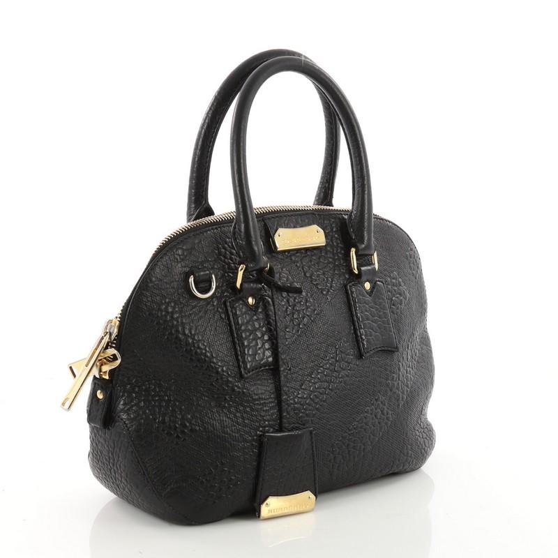Black Burberry Orchard Bag Embossed Check Leather Small