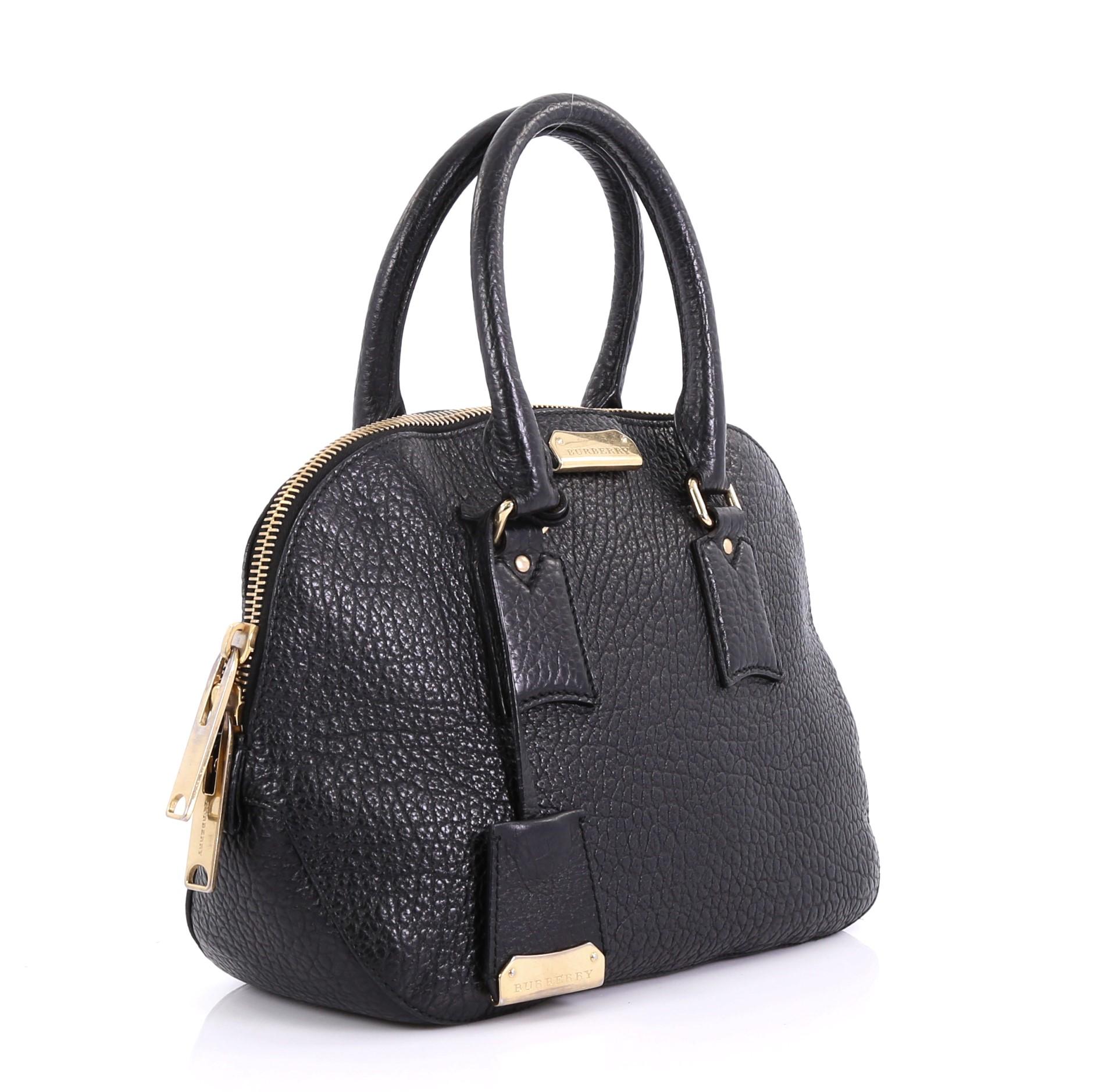 Black Burberry Orchard Bag Heritage Grained Leather Small