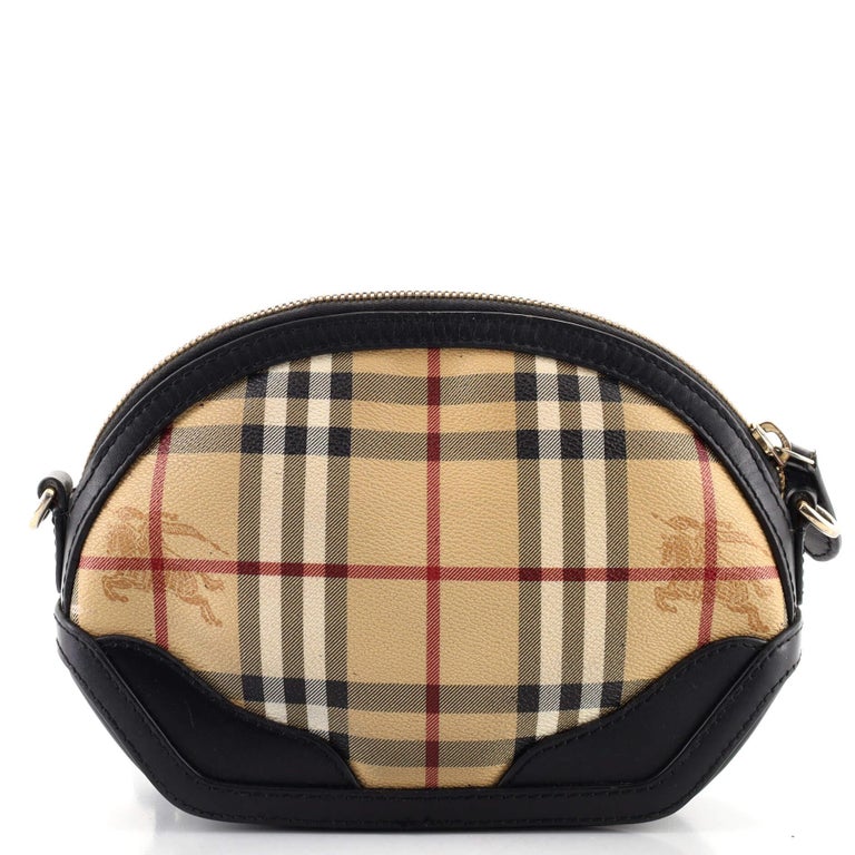 Burberry Orchard Crossbody Bag Haymarket Coated Canvas and Leather Mini