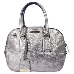 Burberry Orchard Small Satchel Bag in Metallic silver Leather