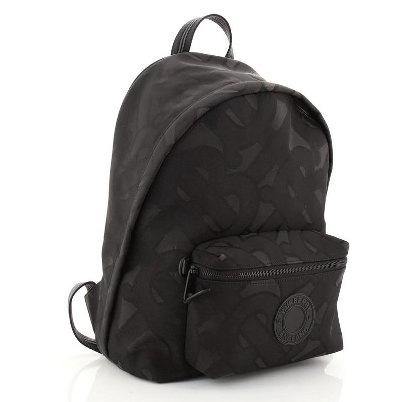 Black Burberry Paddy Backpack Monogram Recycled Jacquard