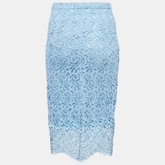 Burberry Pale Blue Lace Pencil Skirt S