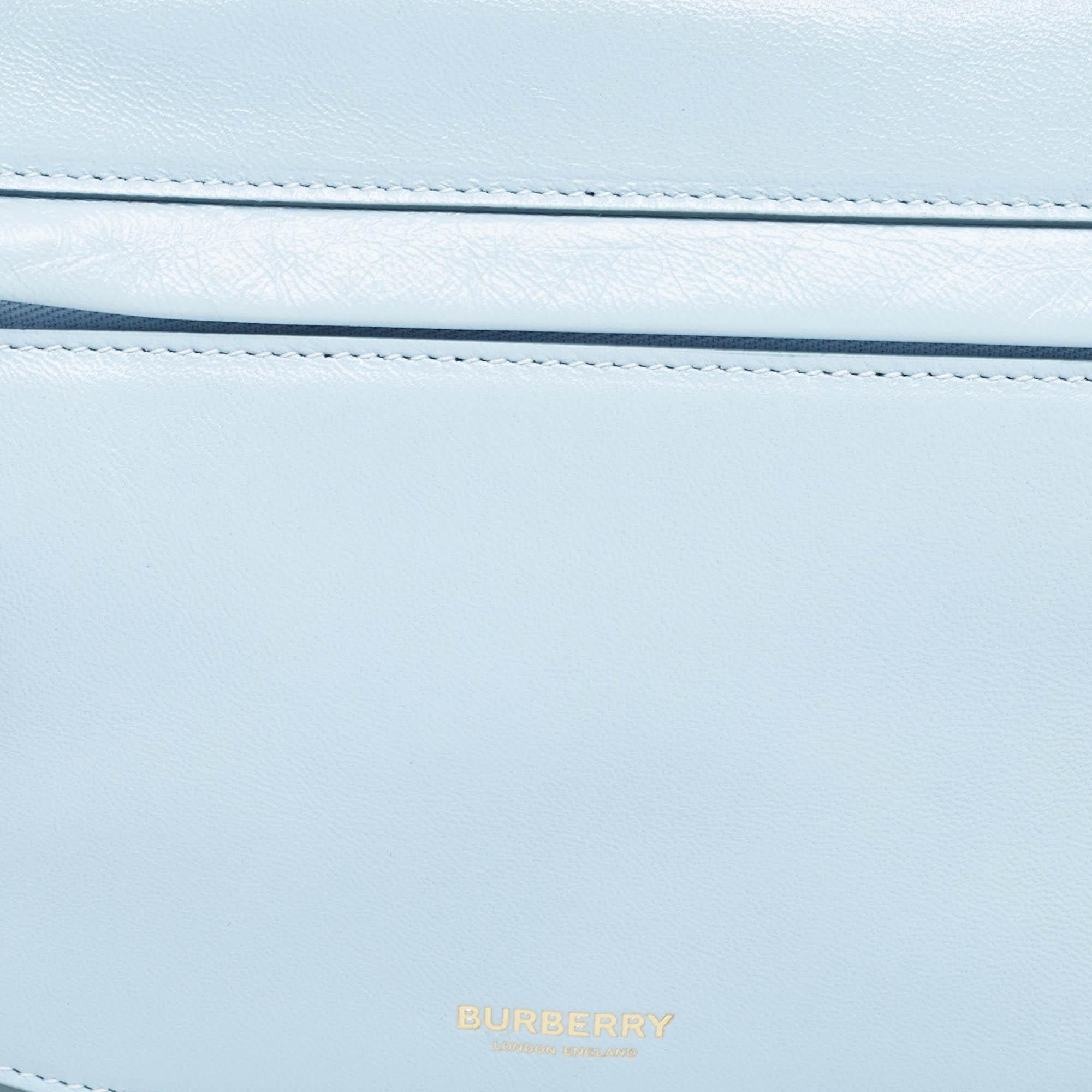 Women's Burberry Pale Blue Leather Small Olympia Chain Shoulder Bag For Sale