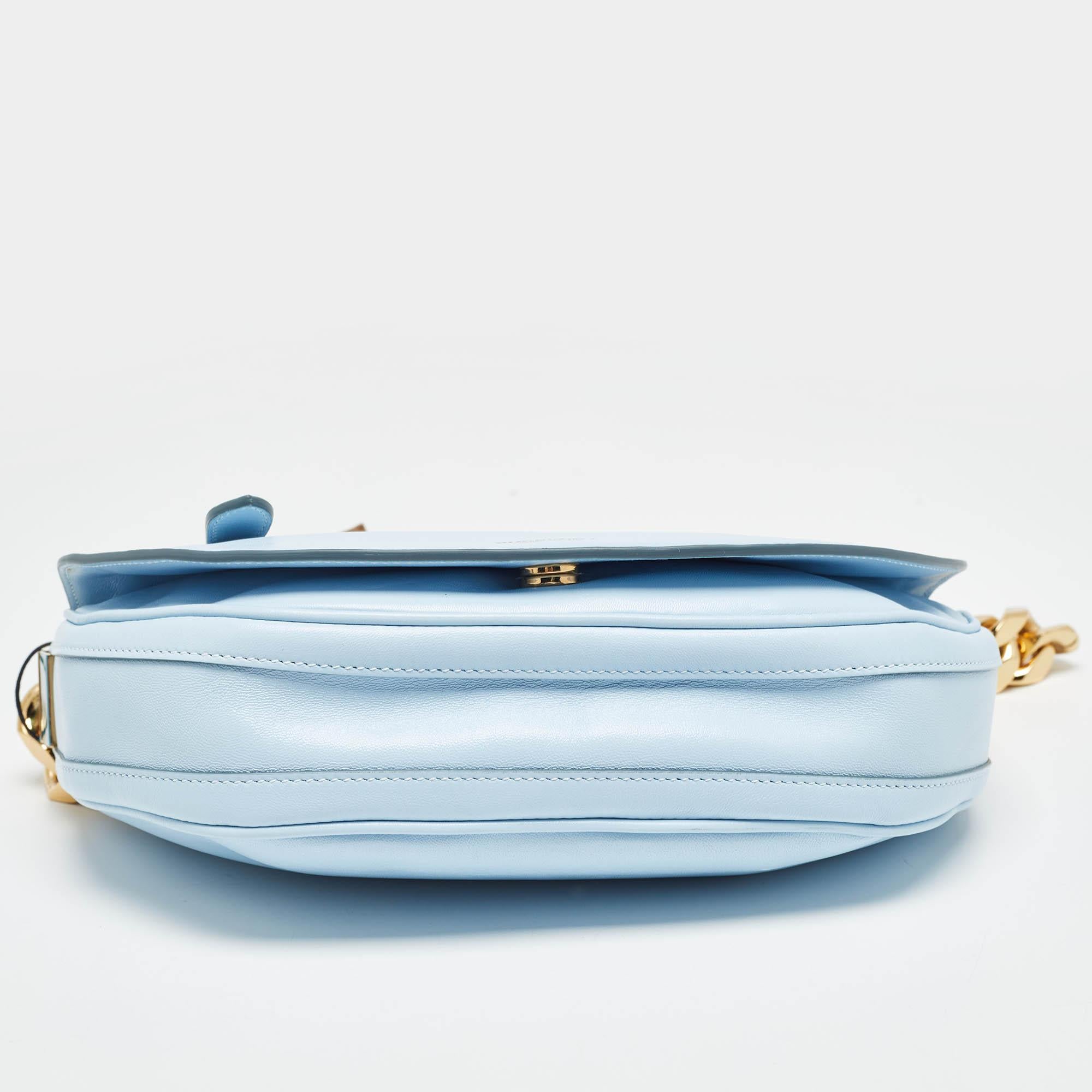 Burberry Pale Blue Leather Small Olympia Chain Shoulder Bag For Sale 2