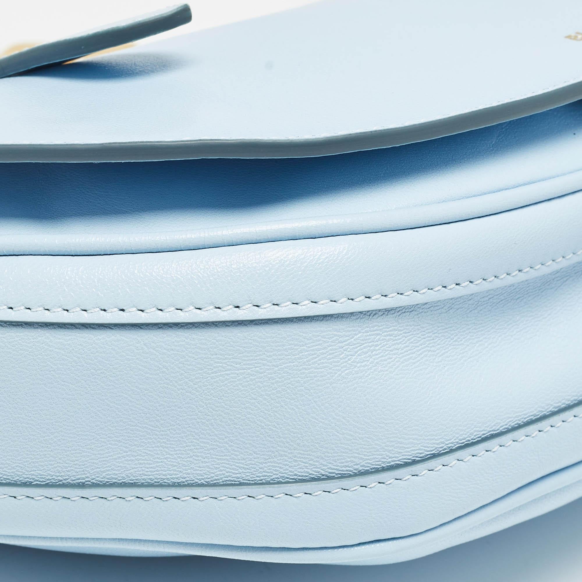 Burberry Pale Blue Leather Small Olympia Chain Shoulder Bag For Sale 4