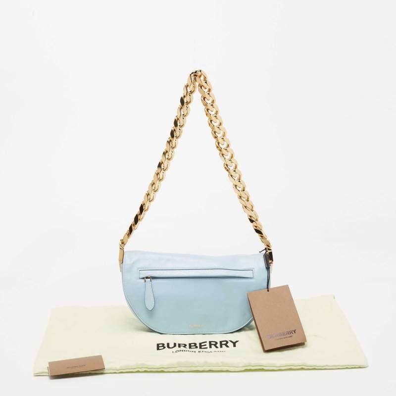 Burberry Pale Blue Soft Leather Small Olympia Chain Shoulder Bag 2
