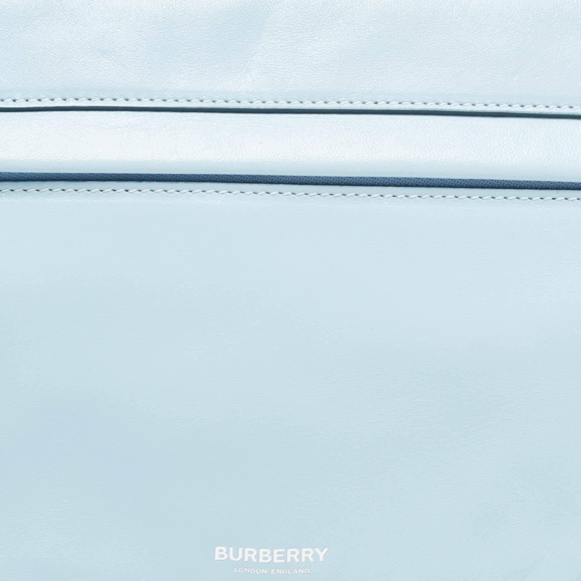 Women's Burberry Pale Blue Soft Leather Small Olympia Shoulder Bag For Sale