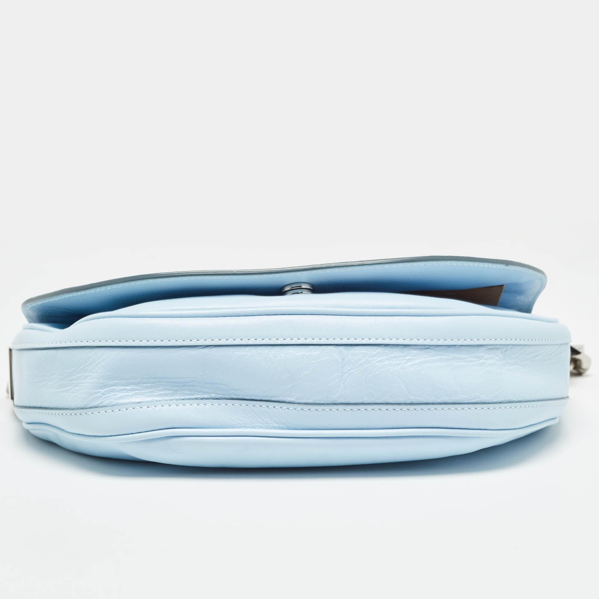 Burberry Pale Blue Soft Leather Small Olympia Shoulder Bag For Sale 1
