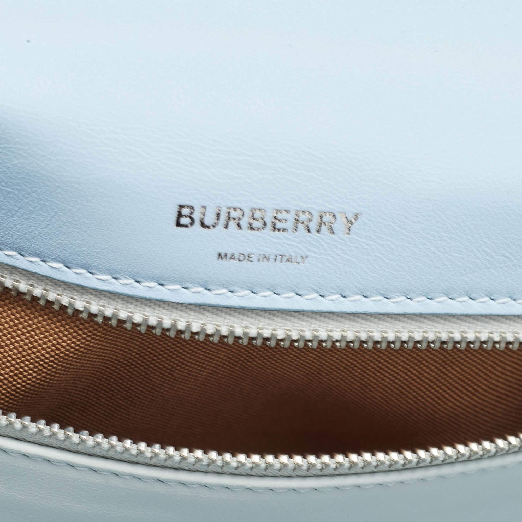 Burberry Pale Blue Soft Leather Small Olympia Shoulder Bag For Sale 3