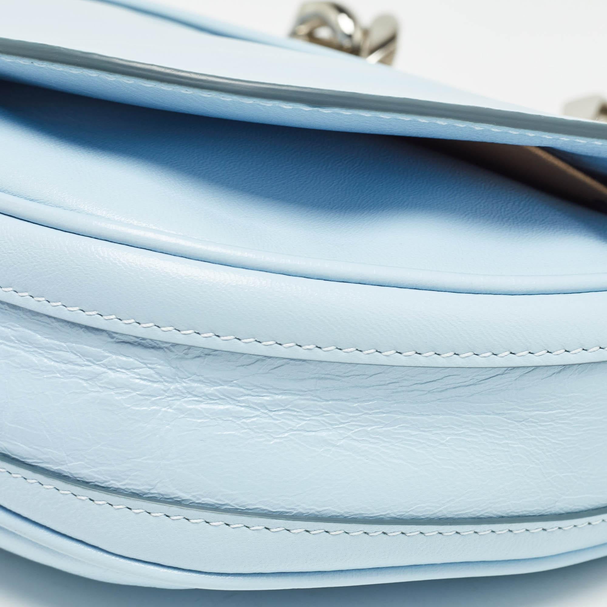 Burberry Pale Blue Soft Leather Small Olympia Shoulder Bag For Sale 4