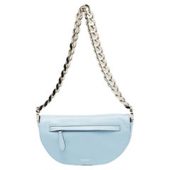 Used Burberry Pale Blue Soft Leather Small Olympia Shoulder Bag