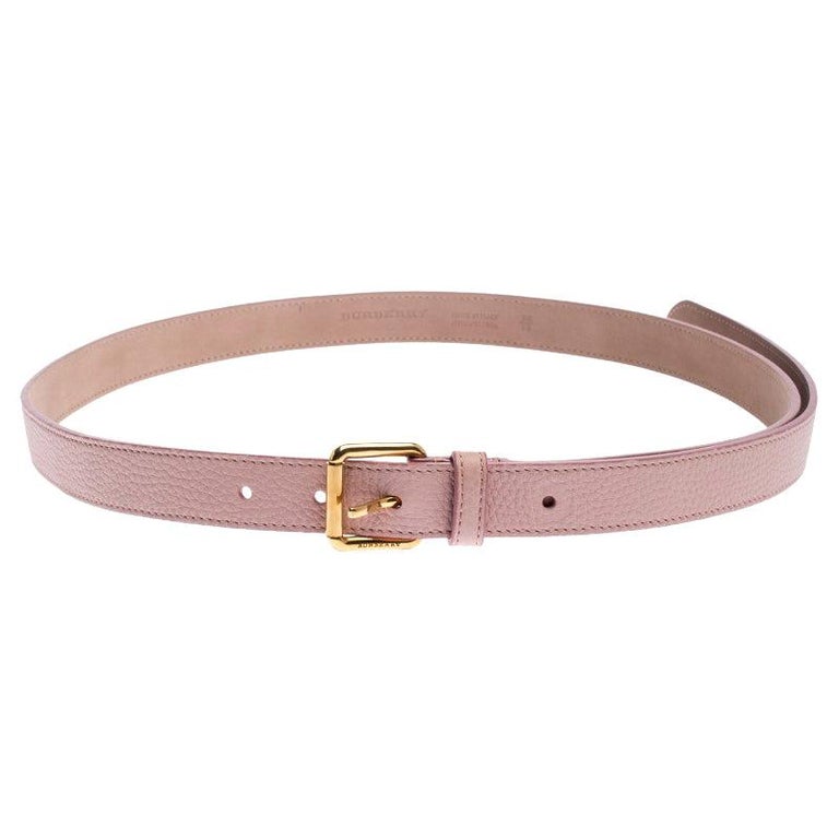 Burberry Pale Pink Leather Thomas Buckle Belt 95CM For Sale at 1stDibs