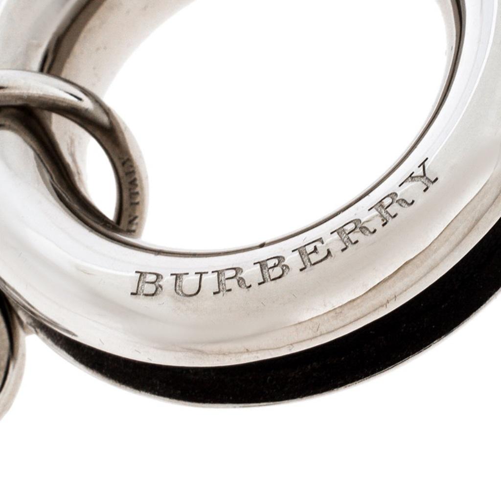 Men's Burberry Palladium Plated Leather Detail Grommet Key Charm