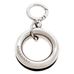 Burberry Palladium Plated Leather Detail Grommet Key Charm