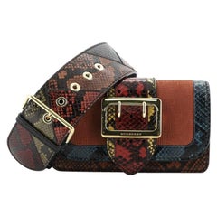 Burberry Patchwork Buckle Flap Bag Snakeskin With Leather Small 