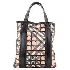 Burberry Patchwork Flat Tote Studded Nova Check Coated Canvas and Leather Large