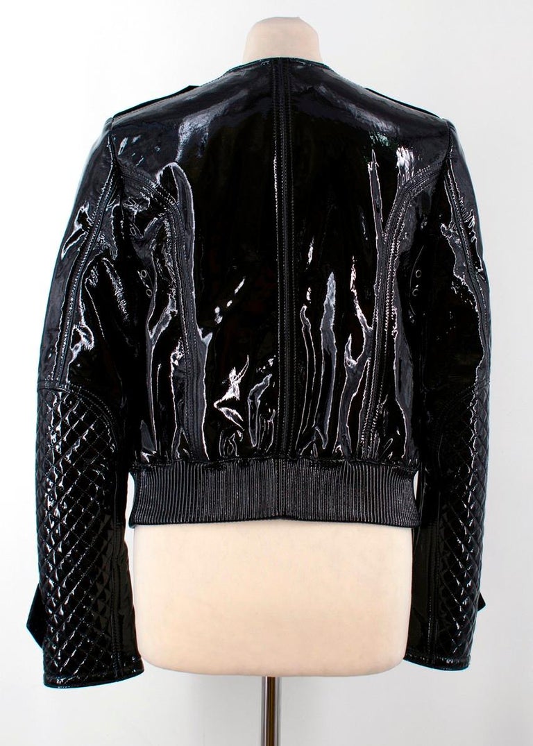 Burberry Patent Leather Quilted Bomber Jacket US 6 For Sale at 1stDibs | patent  leather bomber jacket