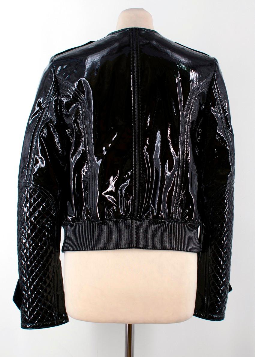 black patent bomber jacket