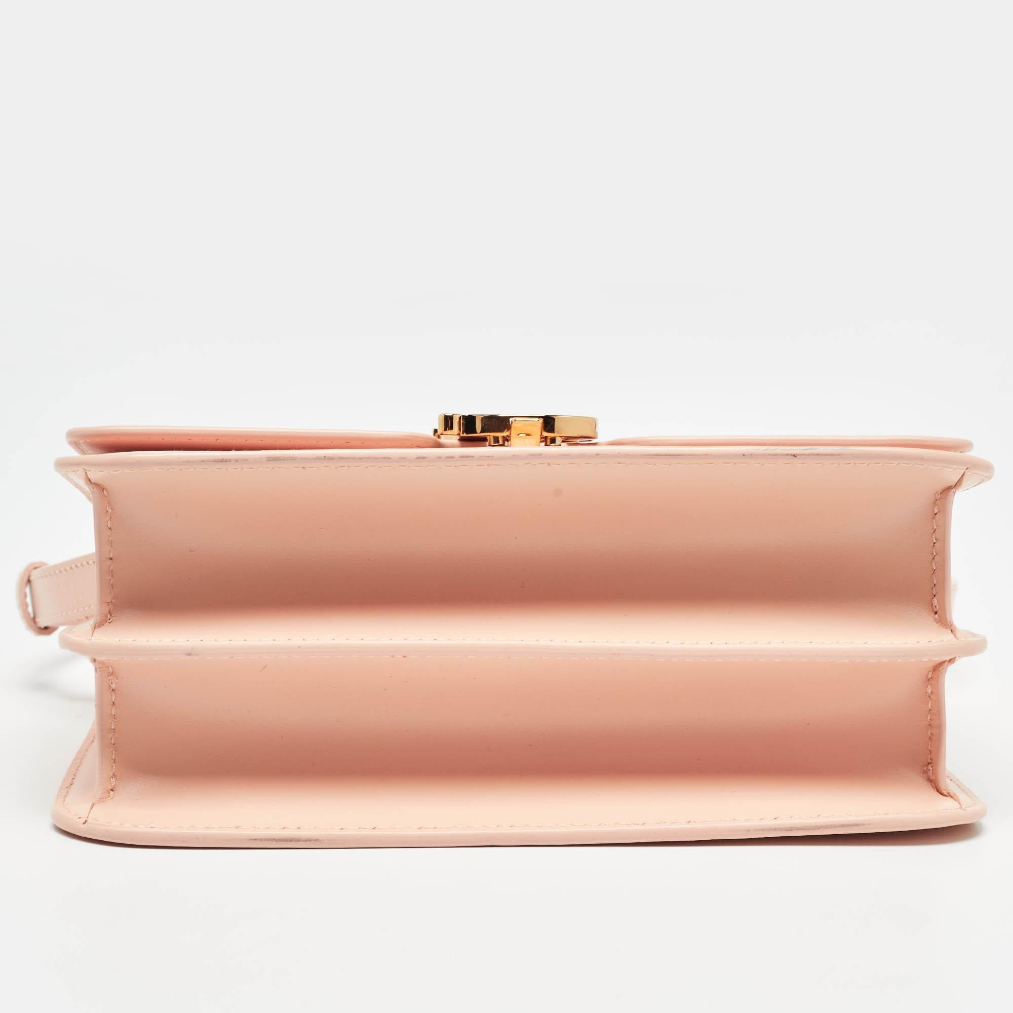 Burberry Peach Pink Leather Small TB Shoulder Bag 1