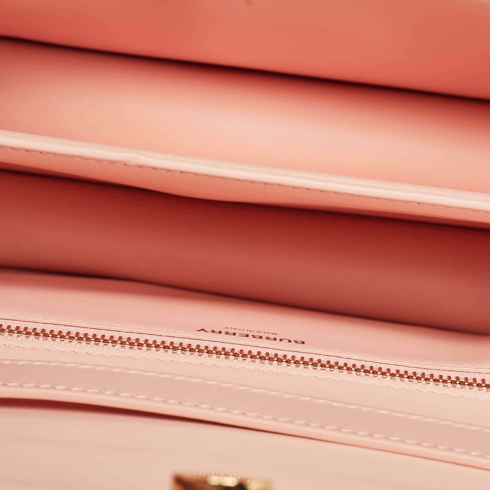 Burberry Peach Pink Leather Small TB Shoulder Bag 2