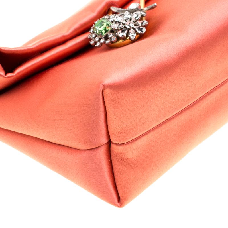 Burberry Peach Satin Crystal Embellished Pin Clutch 2