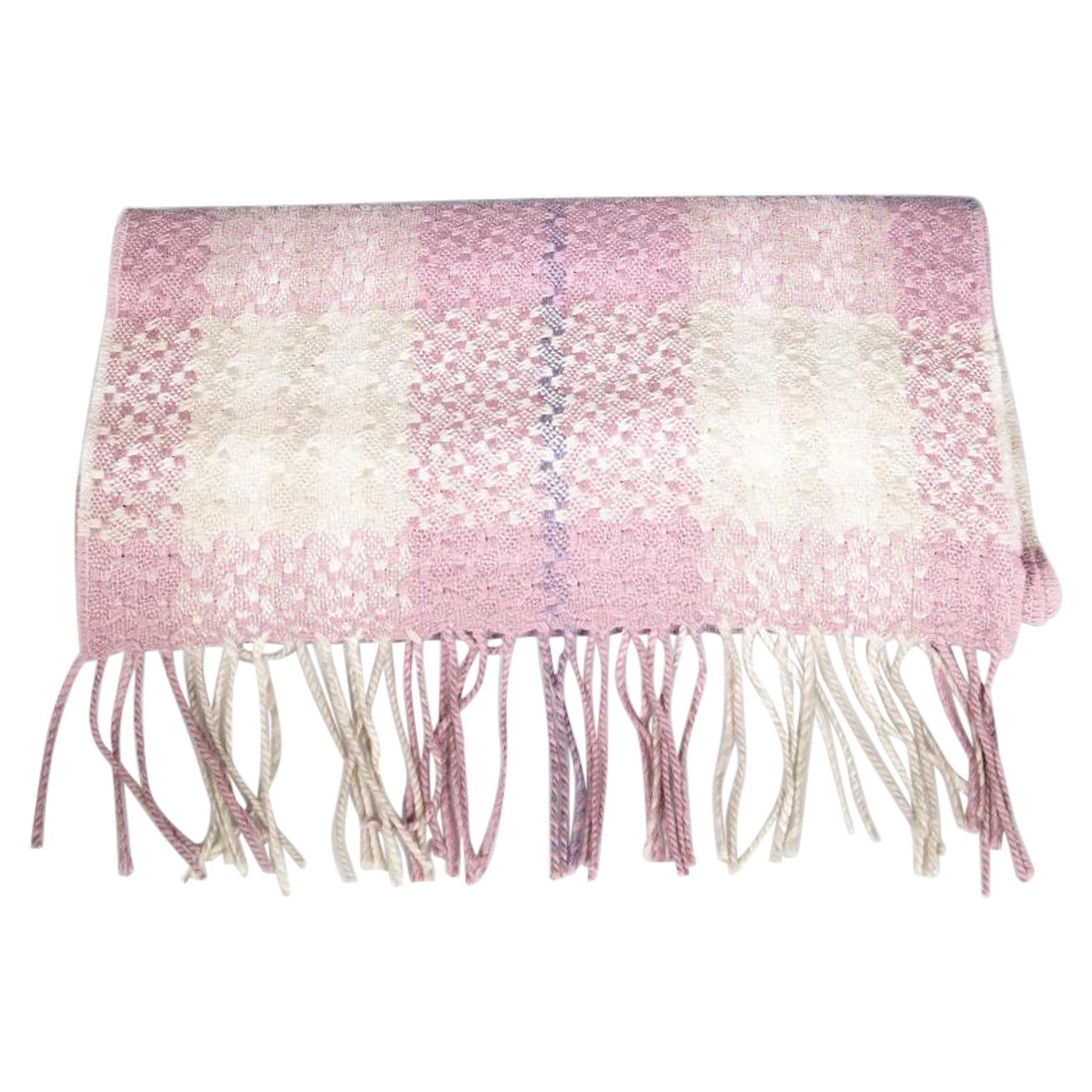 Burberry Pink Alpaca Tartan Pattern Scarf