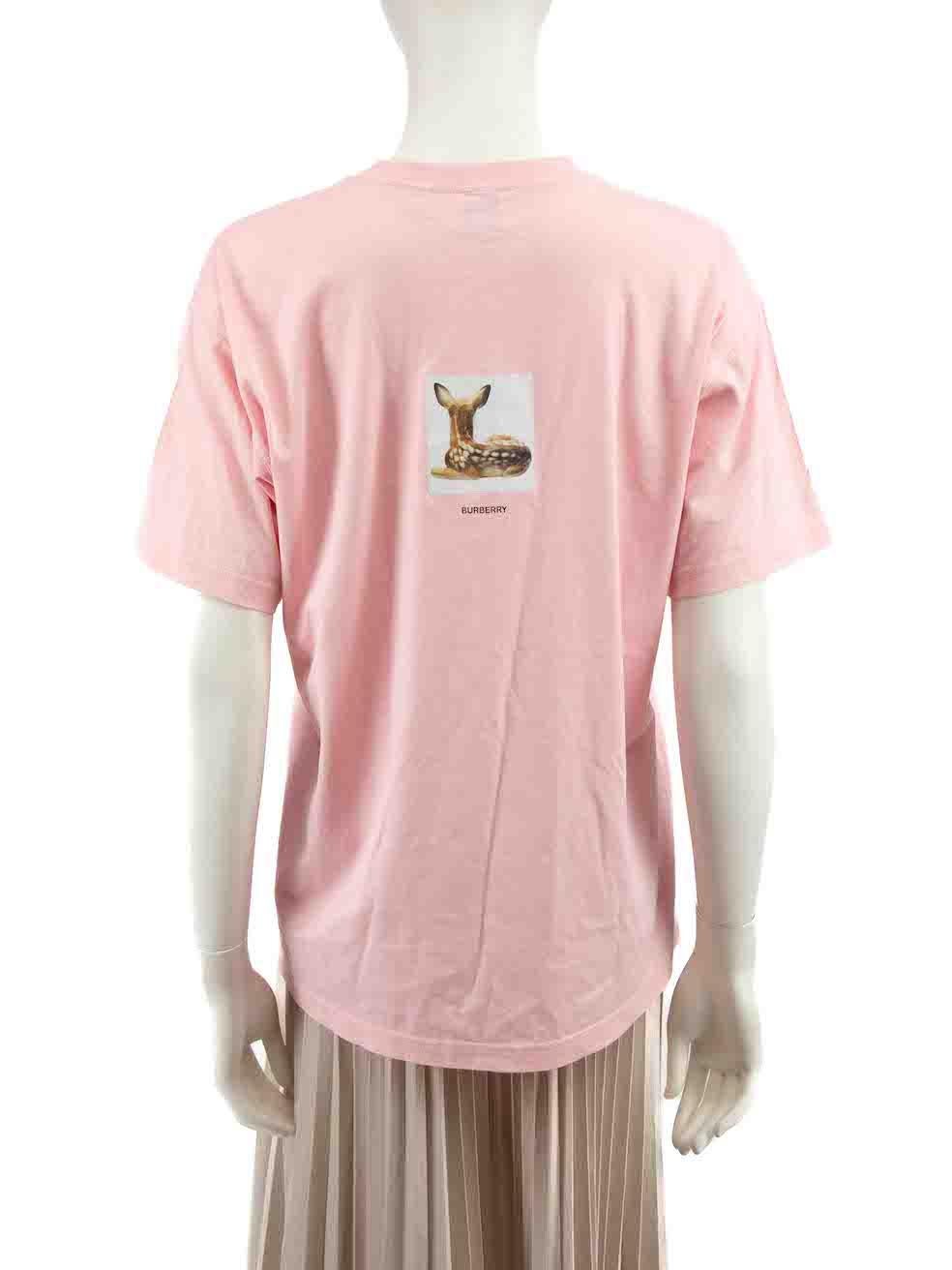 Burberry Pink Bambi Printed Graphic T-Shirt Size S In Excellent Condition For Sale In London, GB