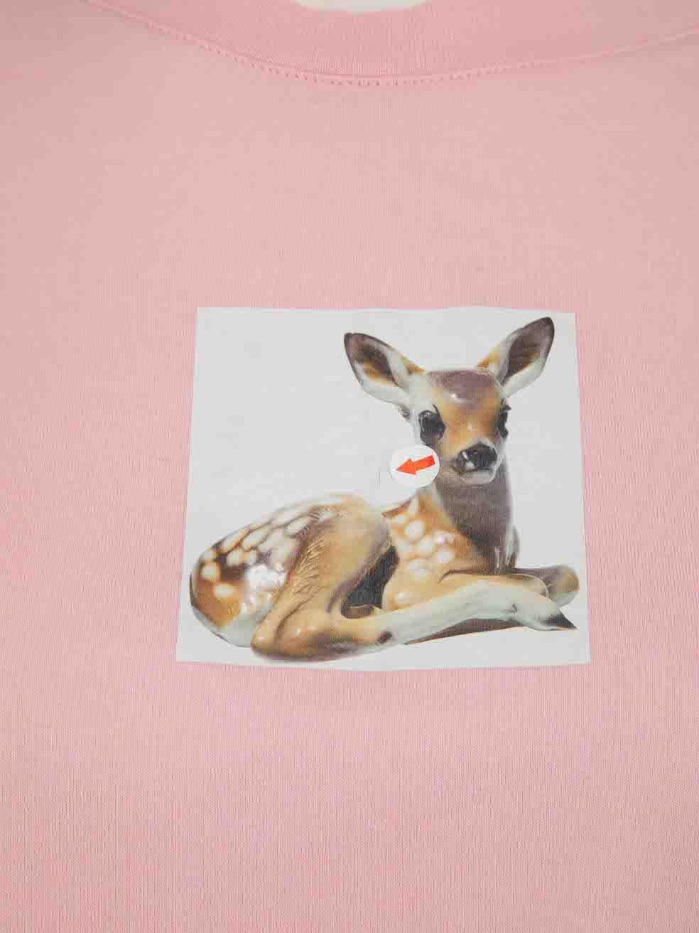 Women's Burberry Pink Bambi Printed Graphic T-Shirt Size S For Sale