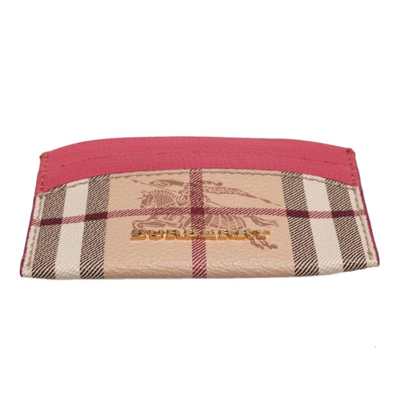 Burberry Pink/Beige Haymarket Check Coated Canvas and Leather Izzy Card  Holder at 1stDibs