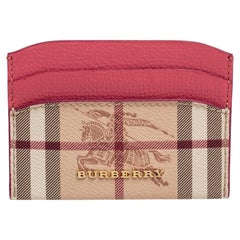 Burberry Pink/Beige Haymarket Check Coated Canvas and Leather Izzy Card Holder