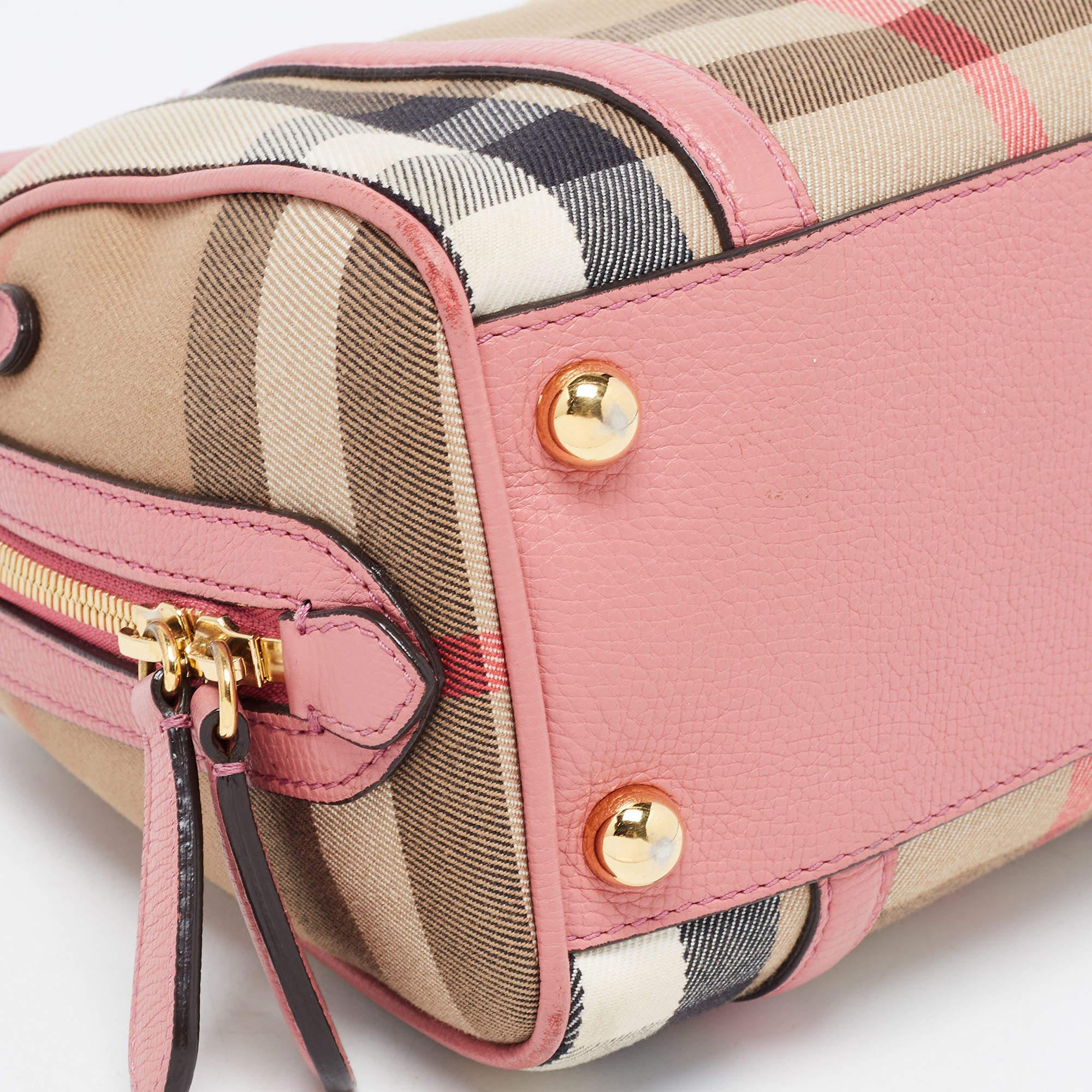 Women's Burberry Pink/Beige Leather Small Alchester Bowler Bag